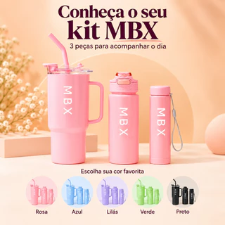 Kit Garrafa de Água MBX 3 Peças para Academia Trabalho Passeio 1,2L 800ml 300ml