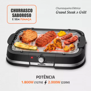 Churrasqueira Elétrica Grand Steak & Grill 1800W CH08BI Mondial Preta 127V