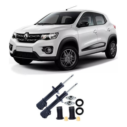 2 Amortecedores + 2 Kits Batentes Dianteiros Renault Kwid