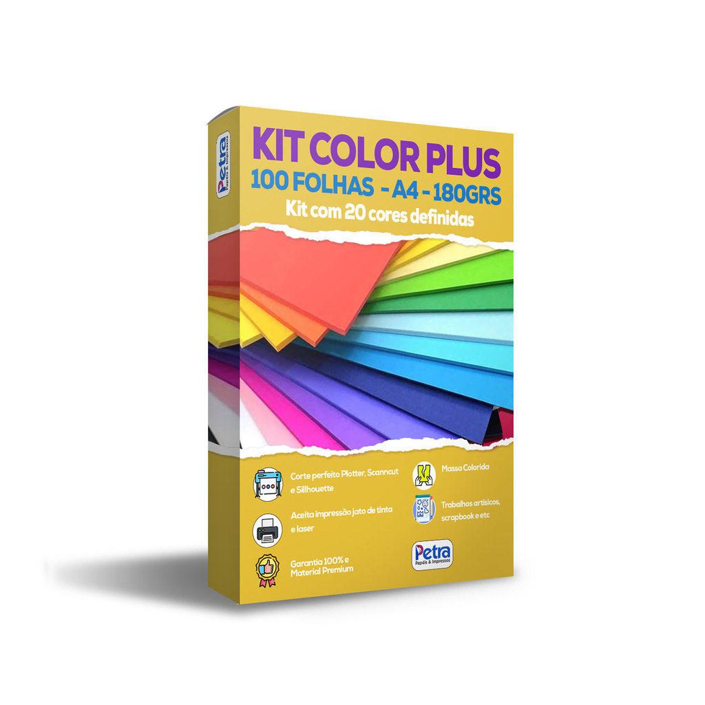 Kit Color Plus 20 Cores - 100 Folhas - 180g/m² | Shopee Brasil