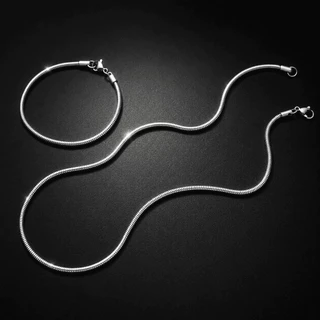 Kit cordão colar corrente 1mm em aço inoxidável 60cm + Pulseira em aço inox (Não enferruja nem escurece) Rabo de Rato