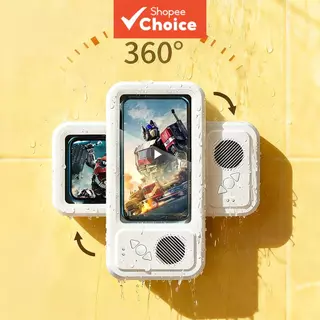 Suporte à prova d'água para banheiro com amplificação de som, capa para celular de parede, suporte giratório 360°,