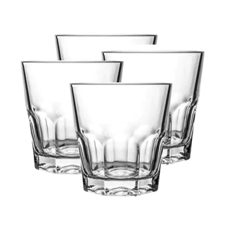 Jogo 4 Copos Vidro Baixo Bristol Whisky Drink Bar Restaurante 250mL