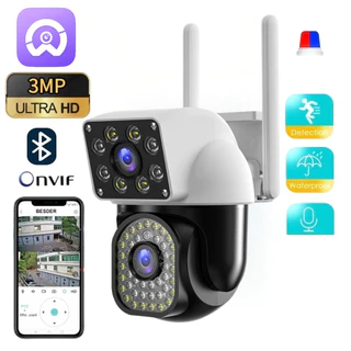 SUYACAM IP66 360 ° Câmera De Segurança Externa 4K 6MP Com Lentes Duplas E Design À Prova D'água, 36 Luzes