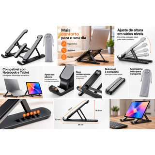 Suporte para Notebook Dobrável de Plastico