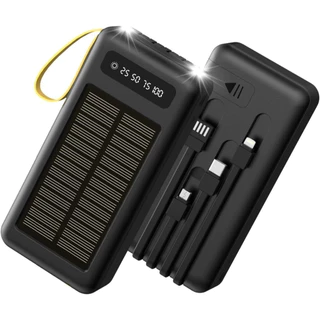 20.000mah Carregador Portátil Power Bank Solar 5 Em1 LED lanterna COM Saida 4 Cabos