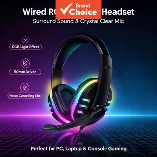 SPRISE G6 Fones de ouvido para jogos com microfone, luzes LED RGB, USB 3.5 mm, fones de ouvido para PC, computador,