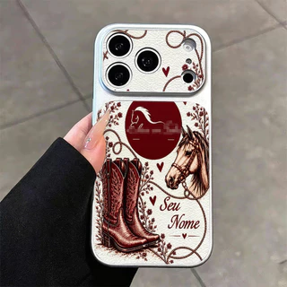 Capinha Personalizada Cavalo Cowgirl Capa De Couro Com Janela Grande Para iPhone 18 17 16 15 14 Plus 13 12 11 Pro Max Ar