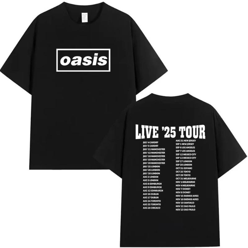 Camisa O-Oasis Live 25 Tour Blusa Unissex Camisetas de Algodão