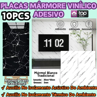 Kit 10 30X60cm Placas Mármore Vinílico Adesivo Branco Ou Preto Autoaderente Tradicional Lavável em Oferta na Shopee