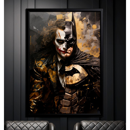 Quadro Decorativo 110x80 Batman Coringa DC Hall Casa Sala Quarto Decoração Parede Mdf Grande
