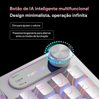 Teclado Membrana Gamer e Escritorioccom fio FURYCUBE IP98 RGB À Prova d'Água