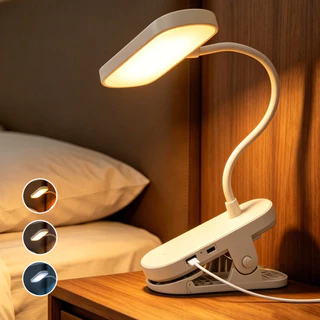 Luminária De Mesa LED Com Garra Touch Sem Fio 3Cores Recarregável USB Tipo-C Leitura Estudo 1200mAh