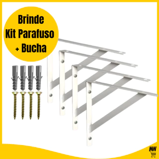 Kit Com Até 20 Suportes Mão Francesa 29cm/23cm/19cm Prateleira Tábua Cantoneira Reforçada Branca BP