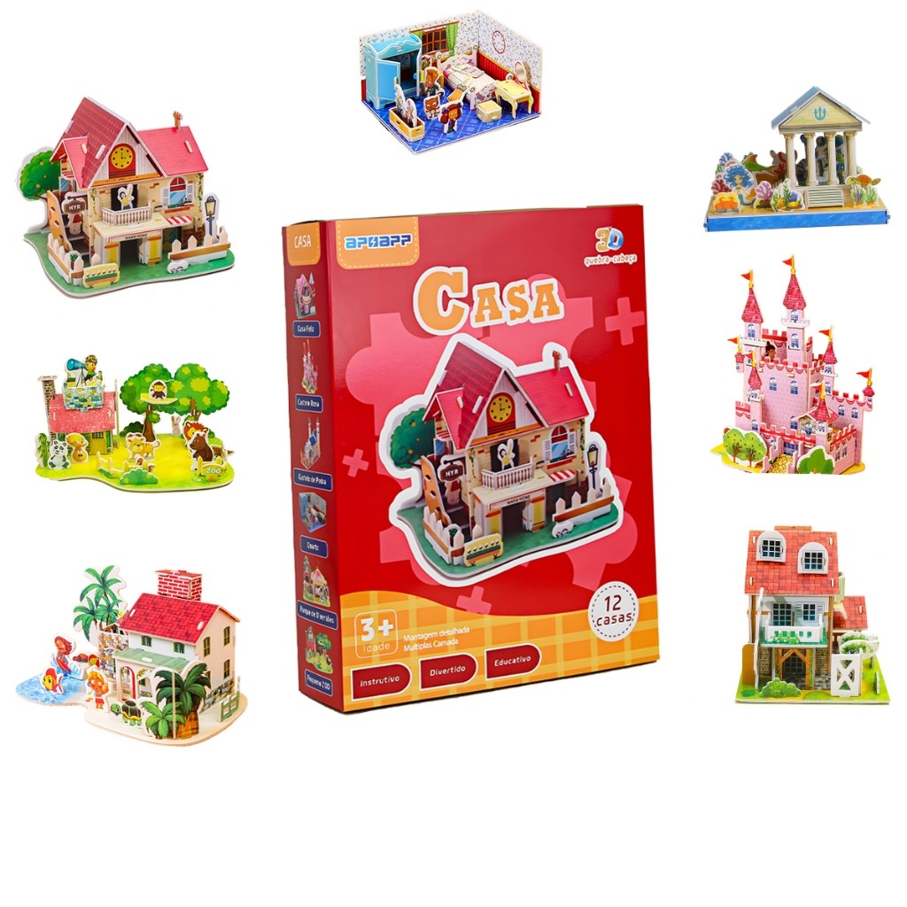 Kit Quebra Cabeças Educativos Infantil 3D DIY Feito À Mão