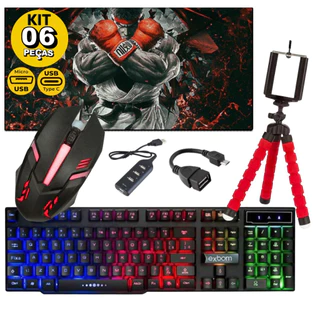 Kit Mobilador Gamer Para Celular Com Teclado Mouse Tripé , hub e Adaptador C ou V8 Free Fire em Oferta na Shopee