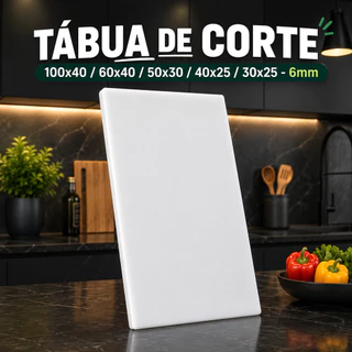 Tabua De Corte Antibacteriana 6MM Profissional Polietileno Açougue Casa Diversos Tamanhos