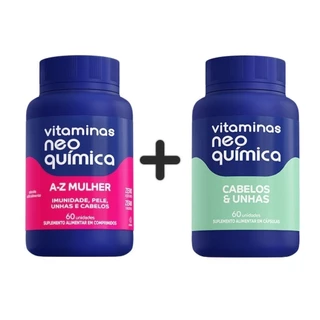 Kit Mulher + Cabelos e Unhas Neo Química Total 120 Cápsulas Biotina Polivitamínico Feminino Queda Fios Pele Original NF