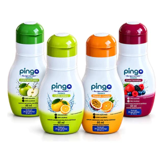 Pingo Saborizador de Água Kit Sabores Sortidos 60ml Zero Açúcar Zero Calorias Maracujá Limão Frutas Vermelhas Maçã