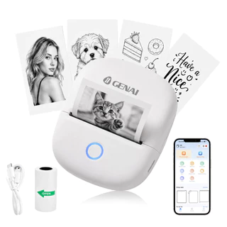 Impressora de Etiquetas Térmica Portátil Bluetooth GENAI-Compatível com APP, para Escritório
