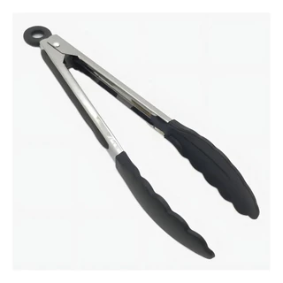 Pegador de Cozinha Inox com Ponta de Silicone 26cm para Macarrão Salada Carne e Churrasco