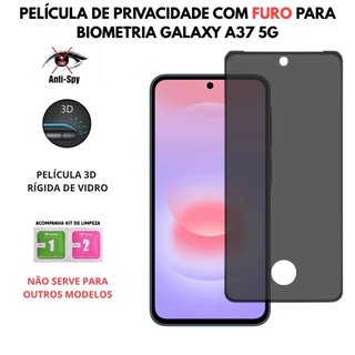 Película de Privacidade Vidro 3D Samsung Galaxy A37 5G - Com Furo Para Biometria