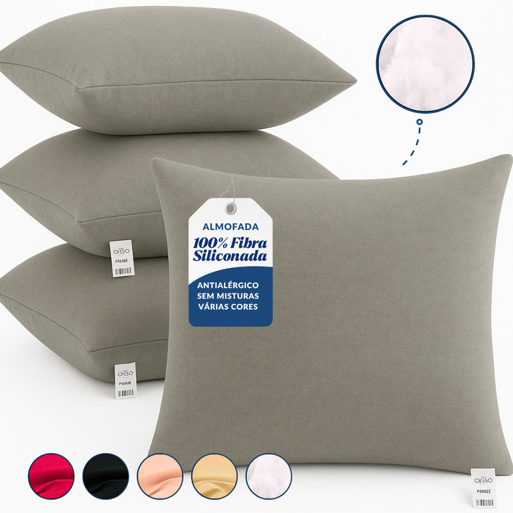 Kit 4 Almofadas Decorativas Para Sofá Cheias 100% Fibra Siliconada 45x45cm Luxo