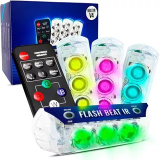 Kit 4 Strobos Flash Beat IR V4 Com Controle 10 Efeitos 7 Cores RGB Zendel em Oferta na Shopee