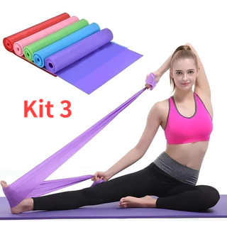 Kit 3 Faixa Elástica Para Exercício de Yoga e Alongamento 150cm jorgestore