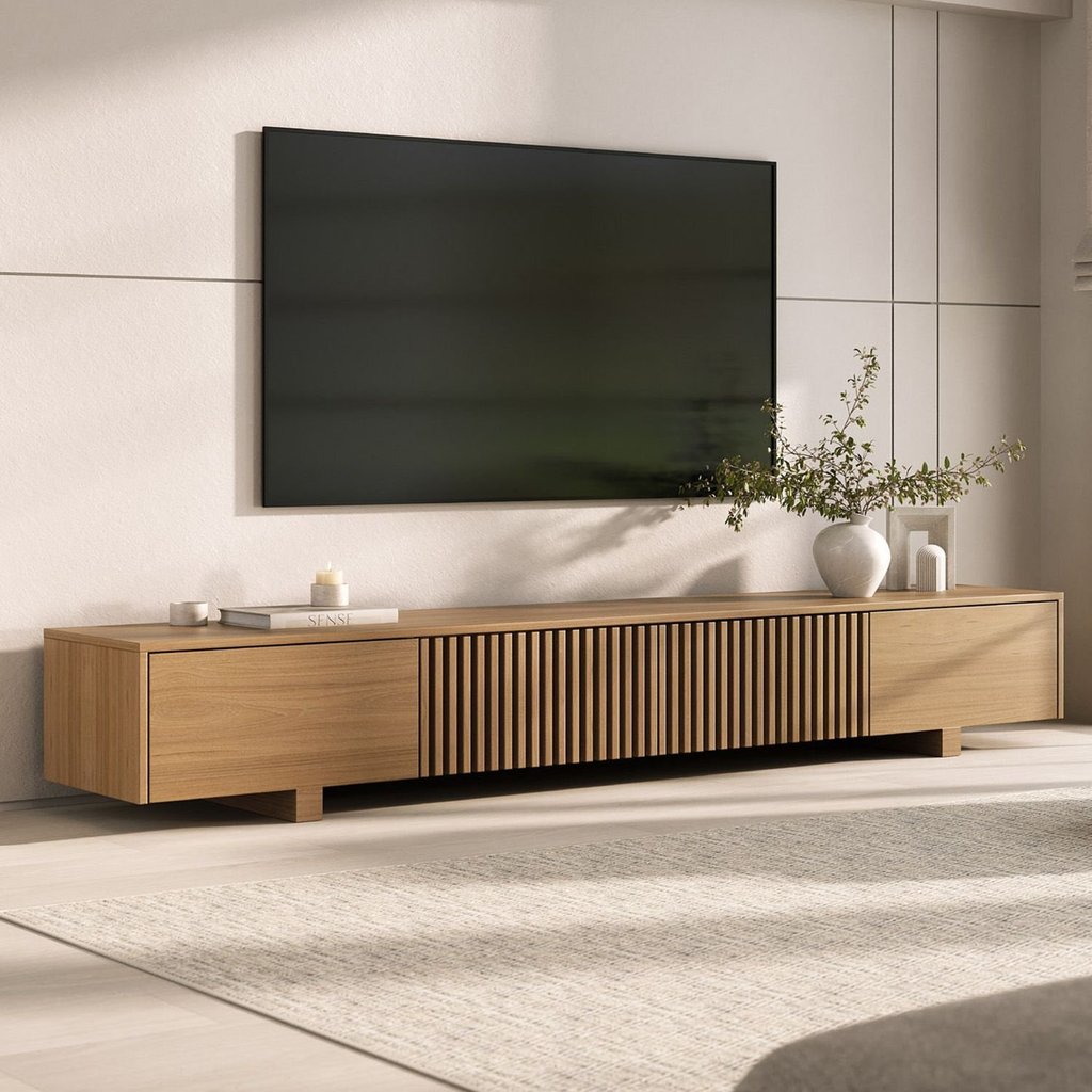 Rack Ripado para TV até 75 Polegadas Planejado 210cm Aruá CabeCasa MadeiraOriginals Marrom/Jatobá Jatoba
