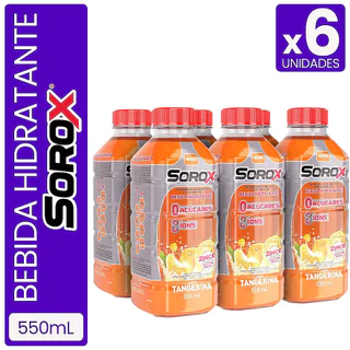 Bebida Hidrotônica Sorox Tangerina 550ml - Zero Açúcar e Baixa Caloria Pack c/6