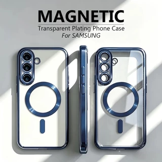 Capa Magnética De Carregamento Sem Fio Transparente Para Samsung Galaxy A17 A57 A37 A27 A07 A16 A56 A36 A26 A15 A55 A35