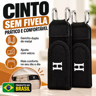 Cinto Elástico Sem Fivela com Gancho Ajustável Unissex Masculino Feminino Velcro Preto Caramelo
