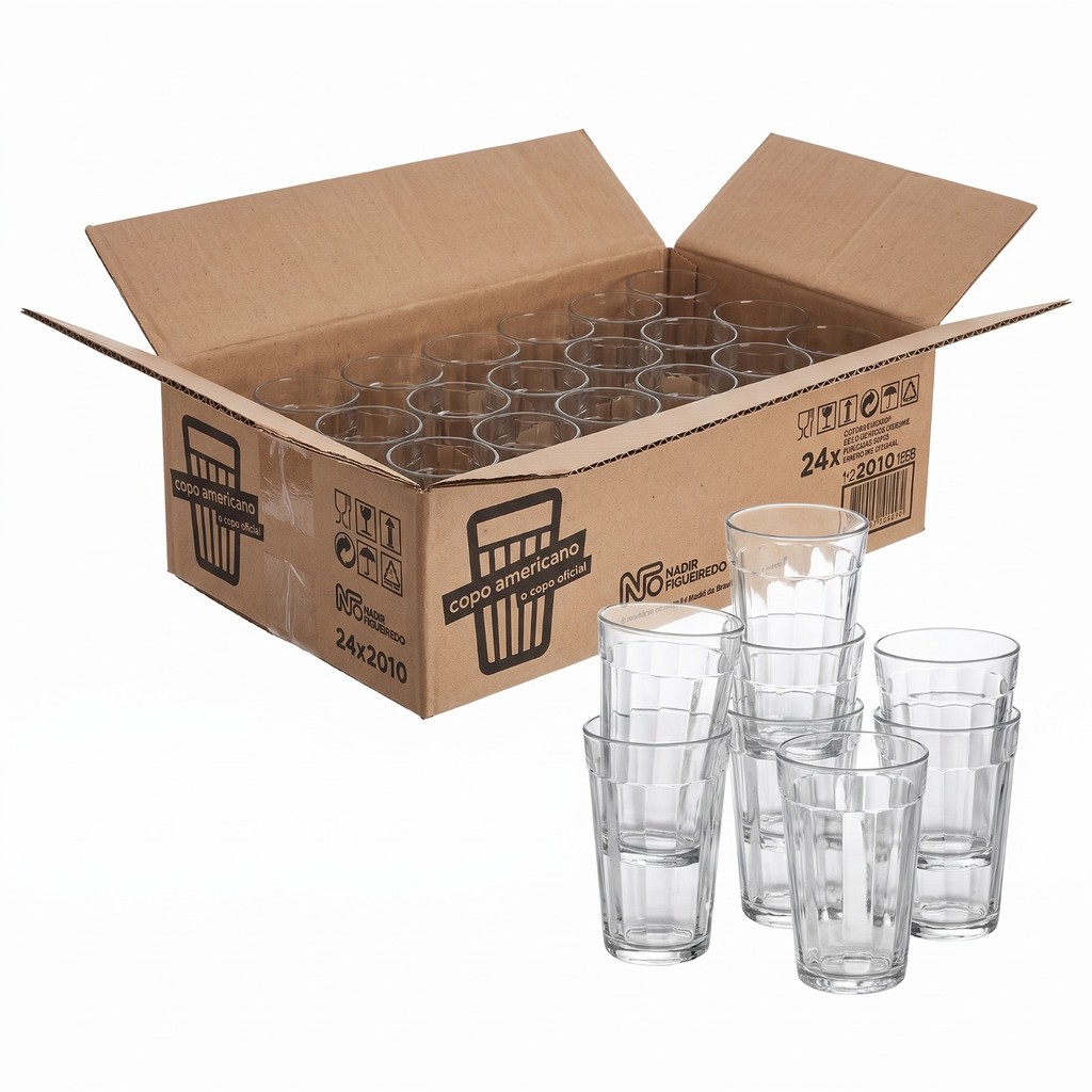 Kit 24 Copos Americanos Nadir 190ml em Vidro para Cerveja Cafe e Bar