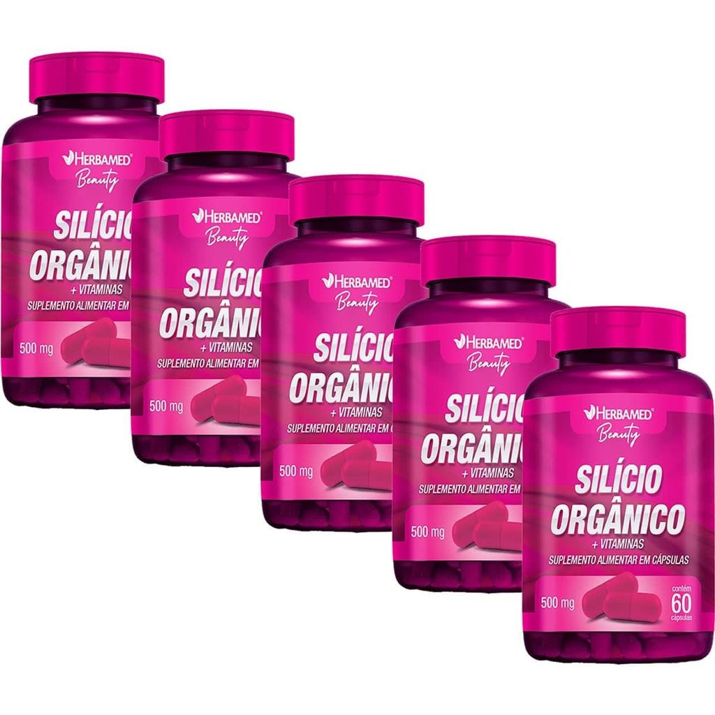 Kit 5X Silício Orgânico + Vitaminas - 60 Cápsulas - Herbamed | Shopee ...