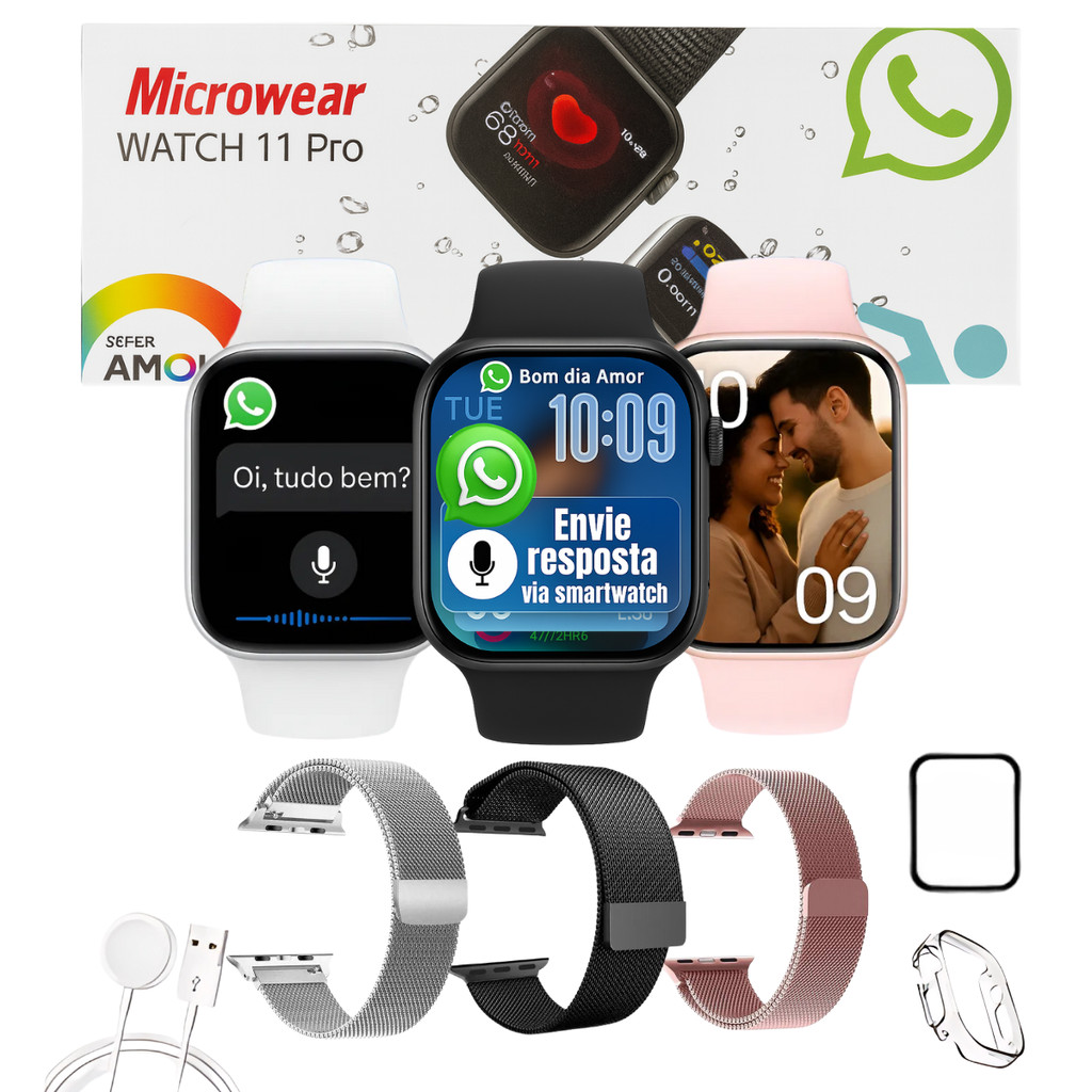 Smartwatch W11 Pro 2026 1GB GPS IA NFC Responde Zap +Envio | Shopee Brasil