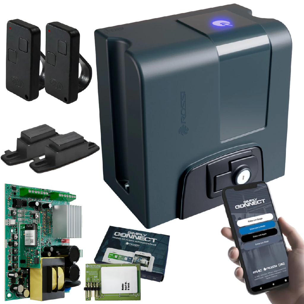 Motor Portão Deslizante Rossi Nano Nitro 650kg Wi-Fi Simply Connect App