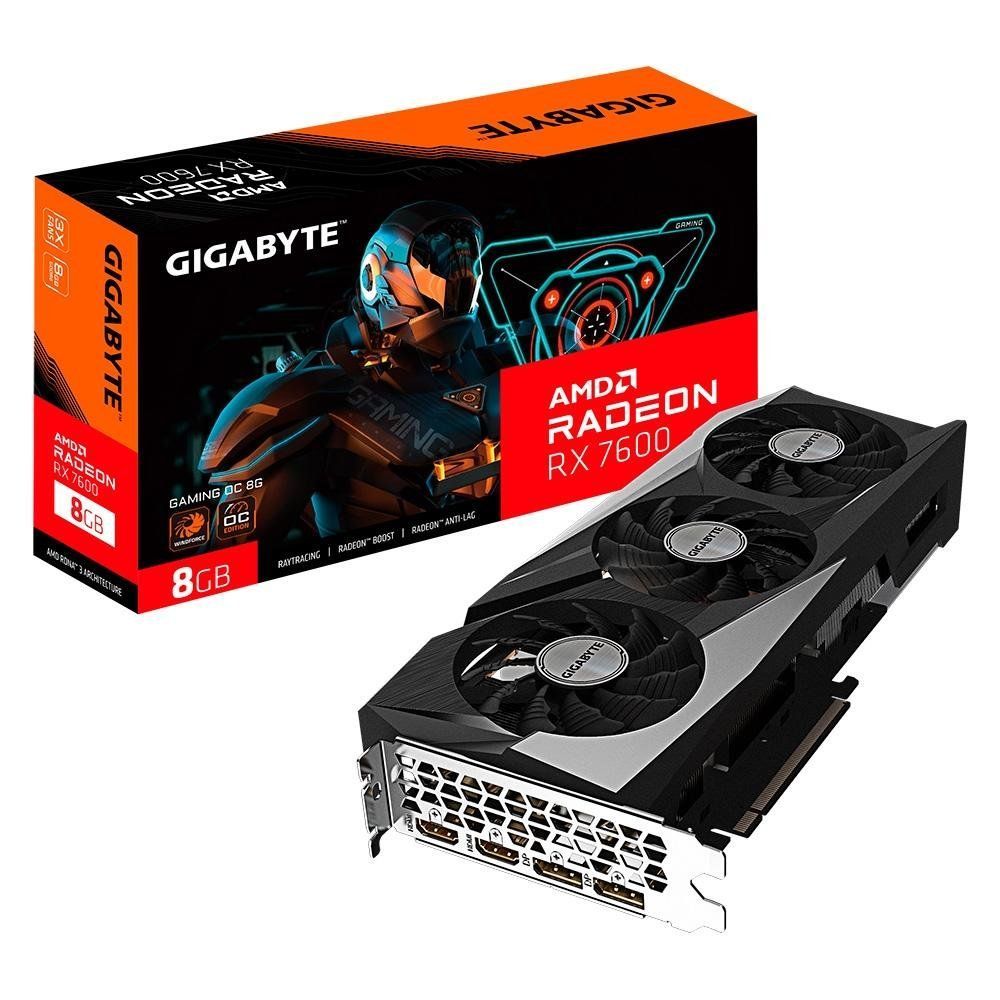 Placa de vídeo AMD Radeon Gigabyte RX7600 Gaming OC 8GB GDDR6 128bits - GV-R76GAMING-OC-8GD