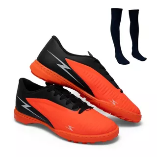 Chuteira Society Striker Original Uzze Sport Antiderrapante Grama Sintética + Meião