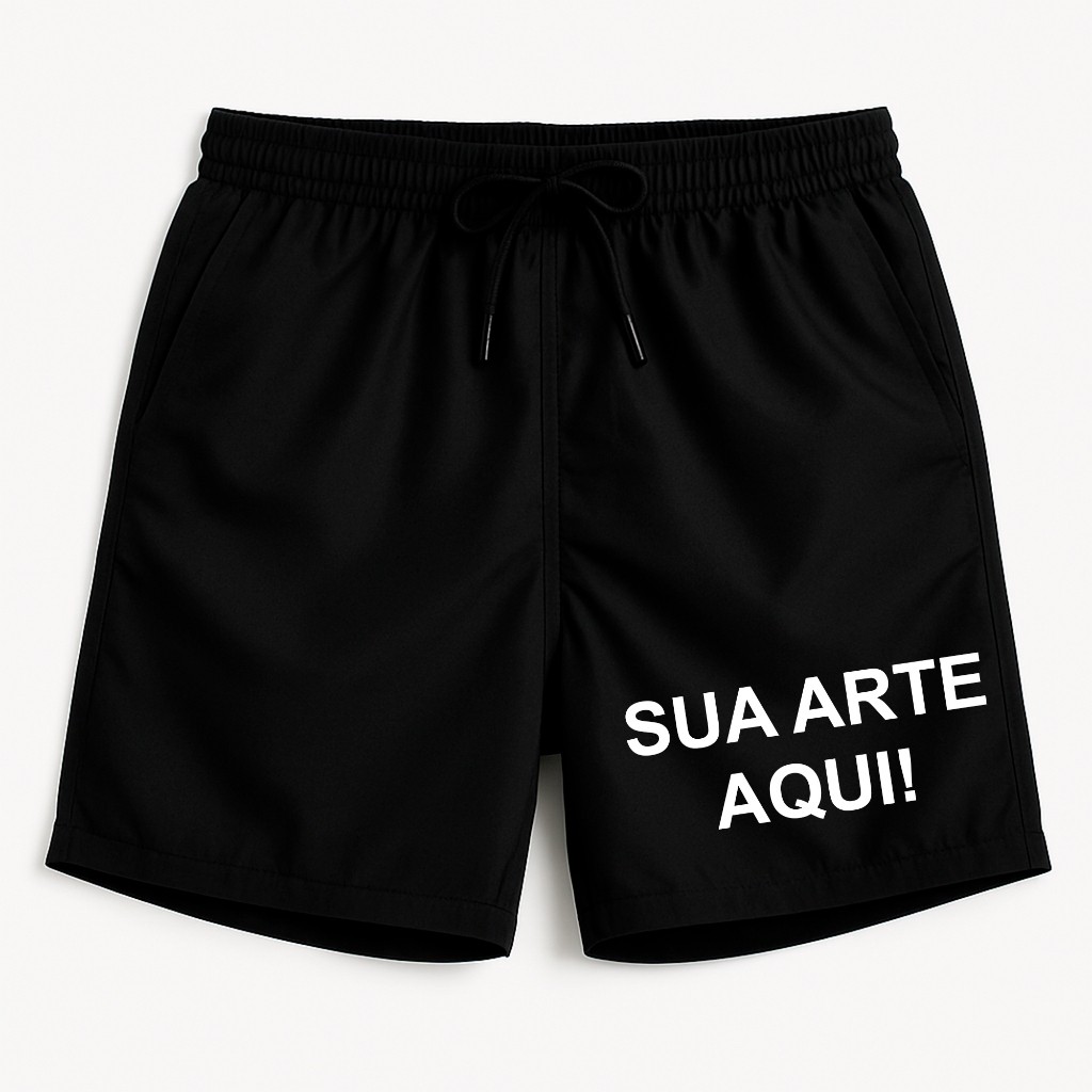 Bermuda Short Praia Mauricinho Piscina Verão Tactel Macio Com Frase ou Logo Personalizada, Sua Frase, Sua Arte Ou Logo!!
