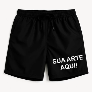 Bermuda Short Praia Mauricinho Piscina Verão Tactel Macio Com Frase ou Logo Personalizada, Sua Frase, Sua Arte Ou Logo!!