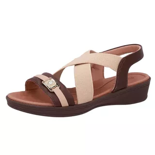 Sandalia Feminina Anabela Baixa Couro Tira Macio Usaflex em Oferta na Shopee