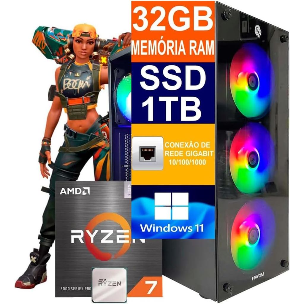 computador gamer amd ryzen 7 3700x radeon rx 6700 xt 12gb 16gb