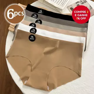 ​ 6 Pacotes De Roupa Íntima De Seda Fresca Sem Costura De Verão M-XL Cores Misturadas Calcinha Confortável Respirável