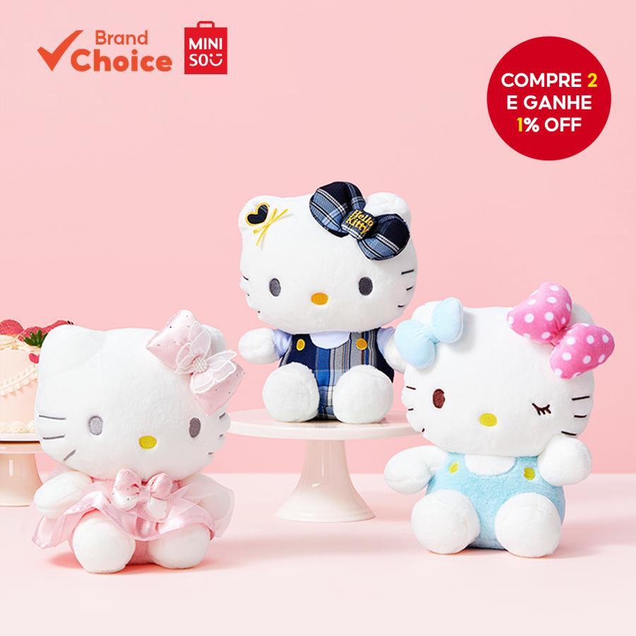 MINISO Sanrio Série - Pelúcia Hello Kitty de 8 Polegadas Sentada com ...