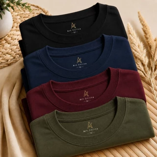Kit 4 Camisetas Masculina Básica Lisa Malha Premium Manga Curta Básica Slim Fit Gola Redonda Casual Uso Diário Homem