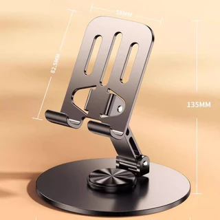Suporte de Mesa Metal Pesado Base Giratória 360° Ajustável Smartphones Celular Tablet Alumínio