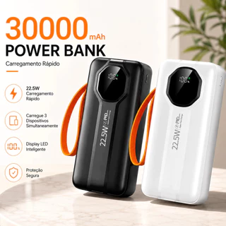 Power Bank 30000mAh Carregador Portátil 22.5W USB Carregamento Rápido-C Compatível iPhone Android Alta Capacidade