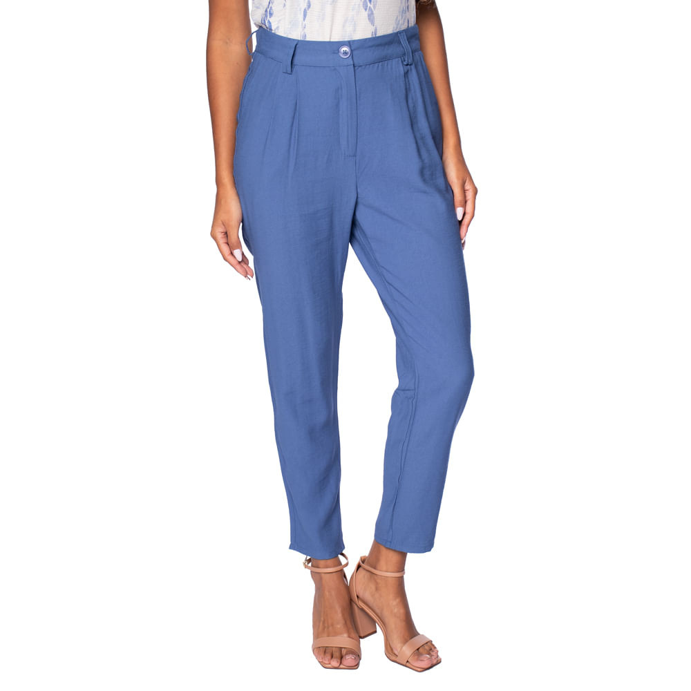Calça Feminina The Style Box Reta de Alfaiataria Azul | Shopee Brasil