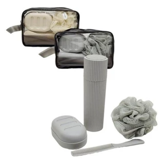 Kit Viagem 5 Peças Com Bolsa Esponja Pente e Ducha em Oferta na Shopee